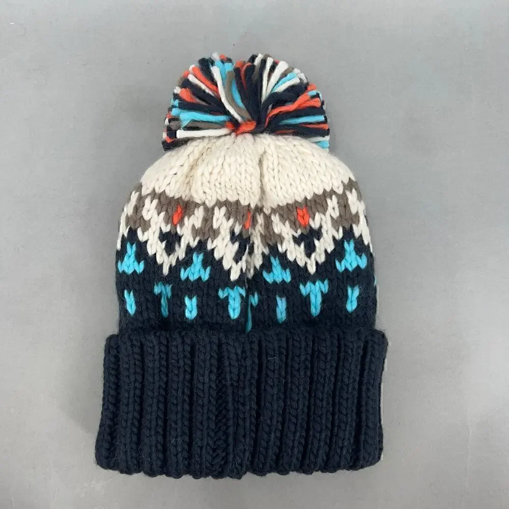 Beanie Fair Isle Knit Pom Pom Unisex One Size Cozy Nordic Scandinavian Snow - Picture 4 of 8